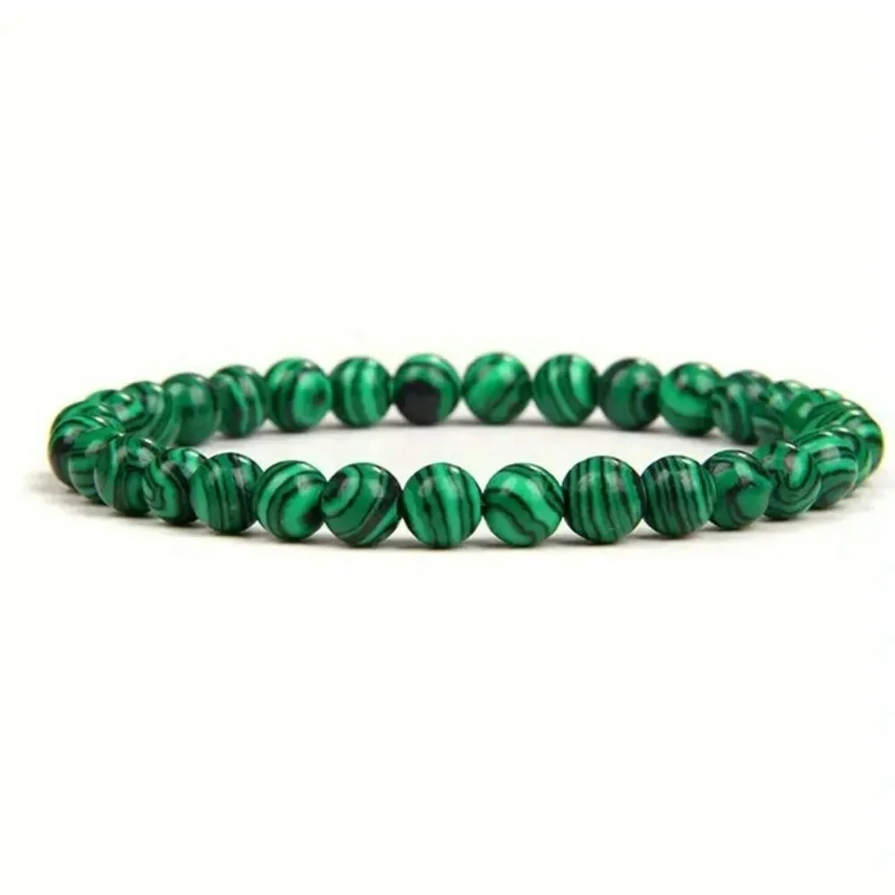 Exquisite Malachite Natural Stone Beads Bracelet (SKU #0356)